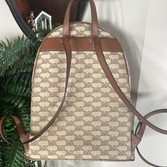 Brand New Michael Kors Logo Canvas Zippered Backpack w/ Gold Tone Accents main image 13